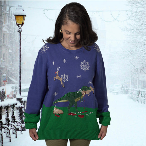 Knitted Dinosaur Christmas Sweater
