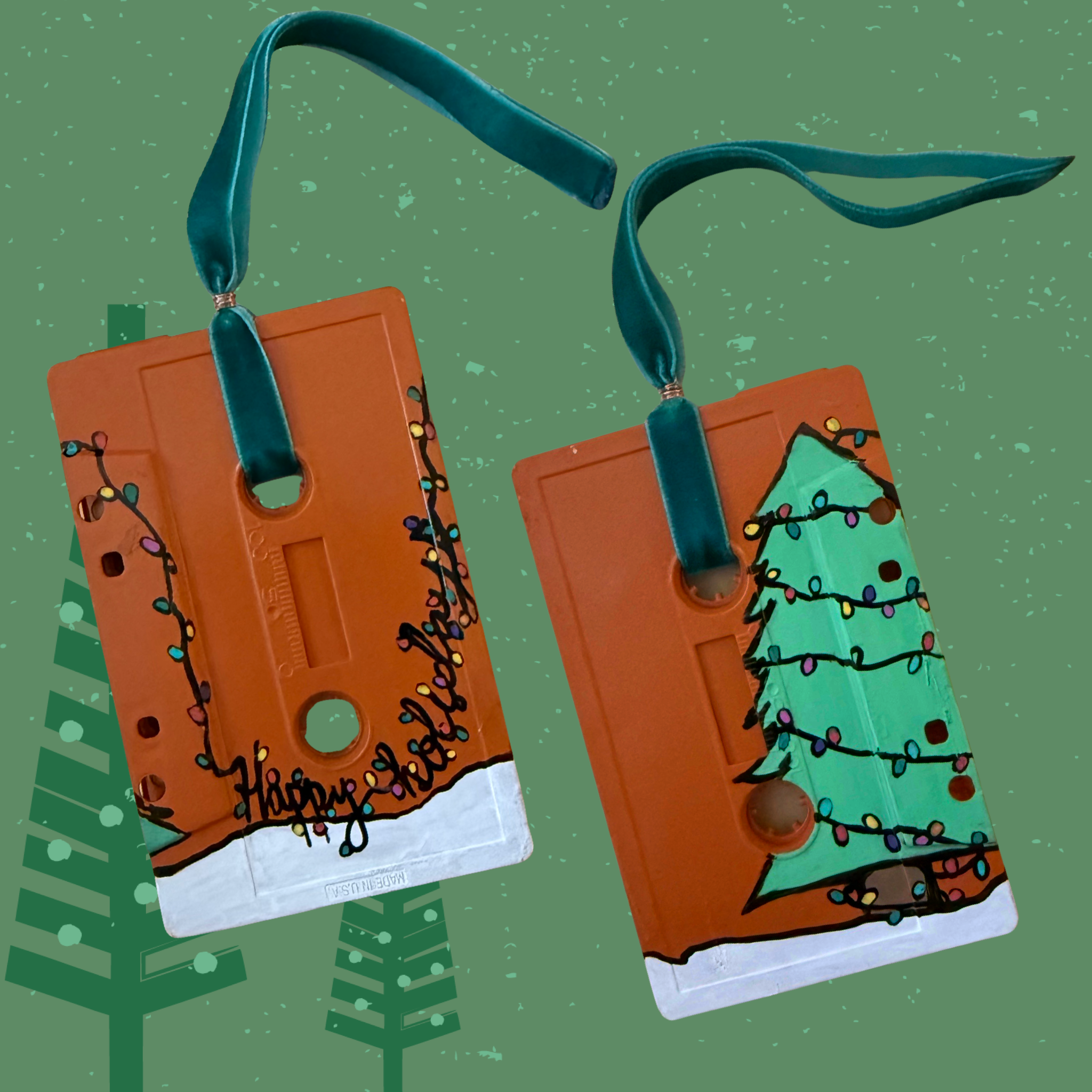 Hand Painted Cassette Tape Ornaments