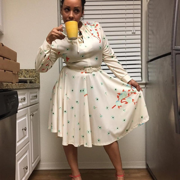 Vintage 1970's Long Sleeve A-Line Dress