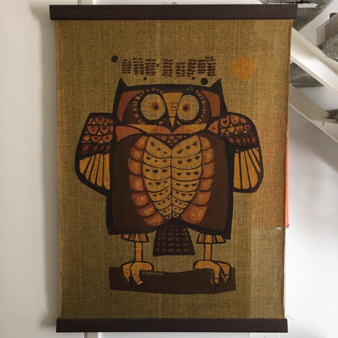 1970's Vintage Owl Print Wall Decor