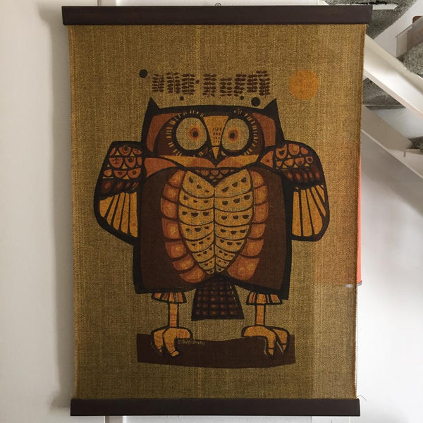 1970's Vintage Owl Print Wall Decor
