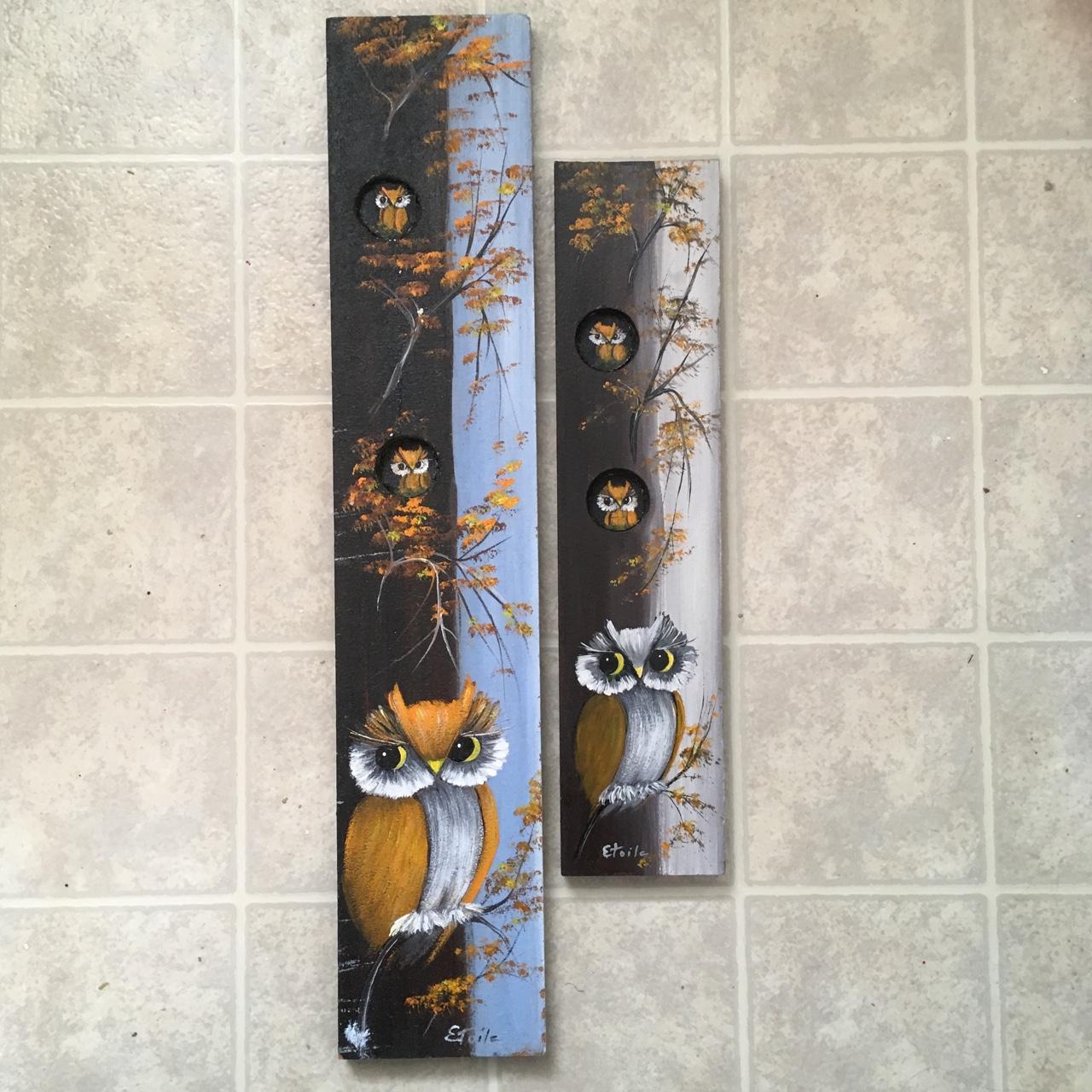 Vintage Owl Oil Paintings