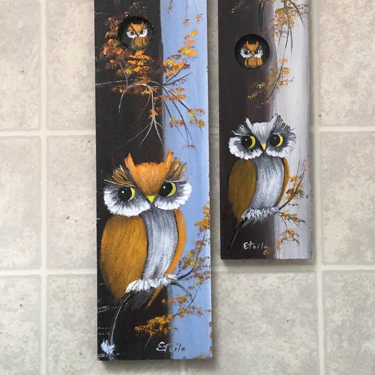 Vintage Owl Oil Paintings