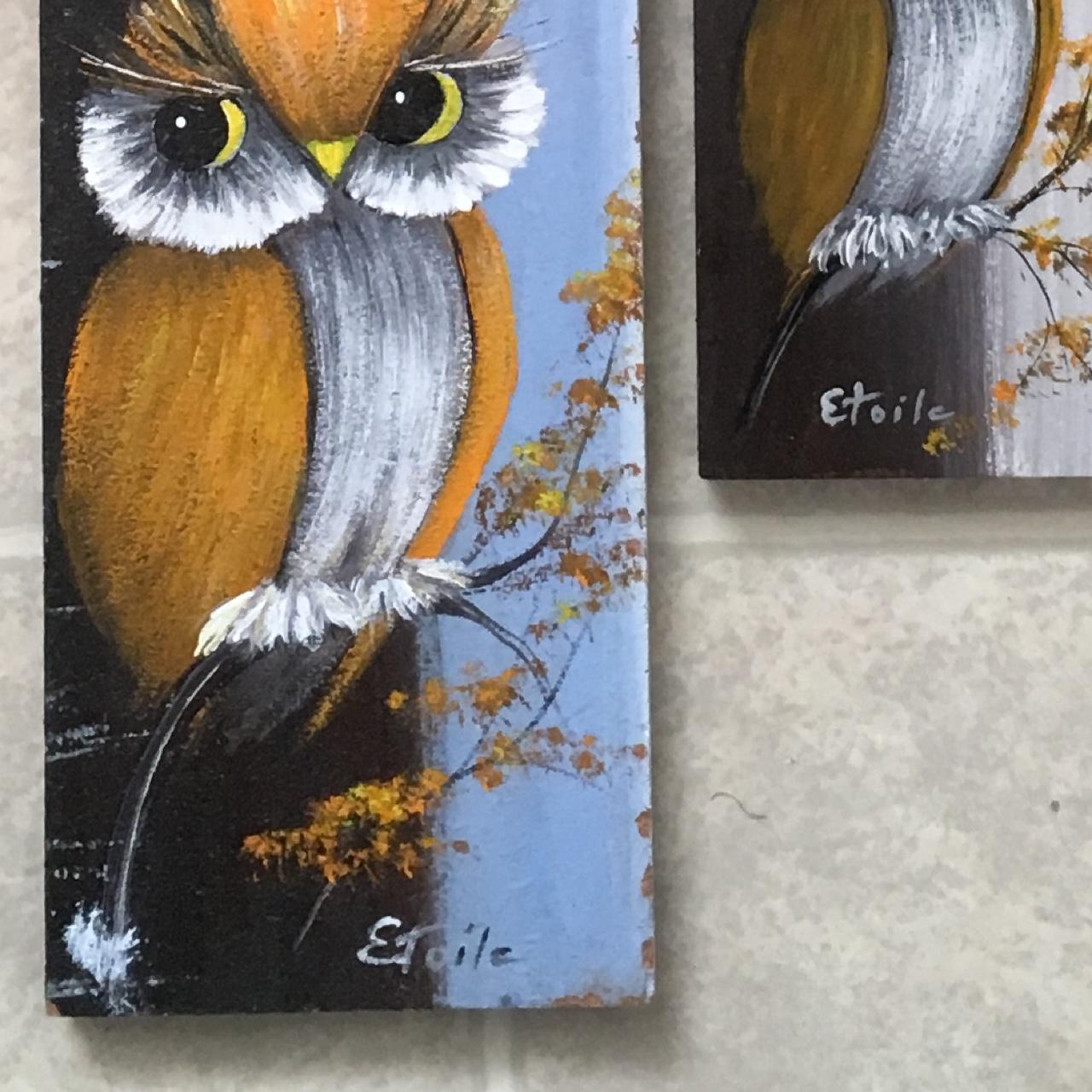 Vintage Owl Oil Paintings