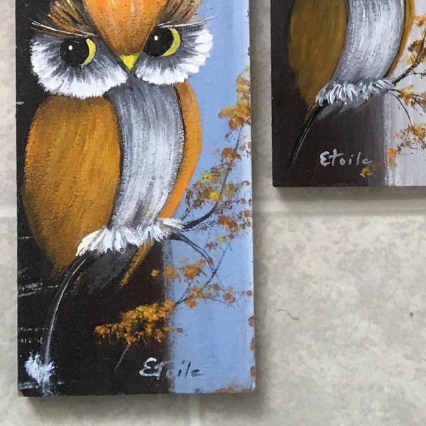 Vintage Owl Oil Paintings
