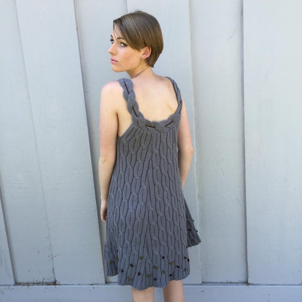 Vintage 1970s Grey Sweater Knit Dress