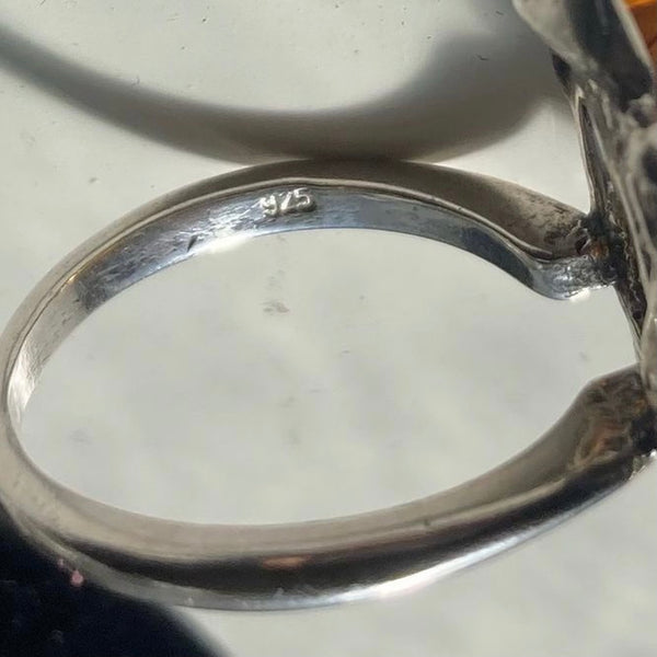 Vintage Honey Amber Sterling Silver Ring