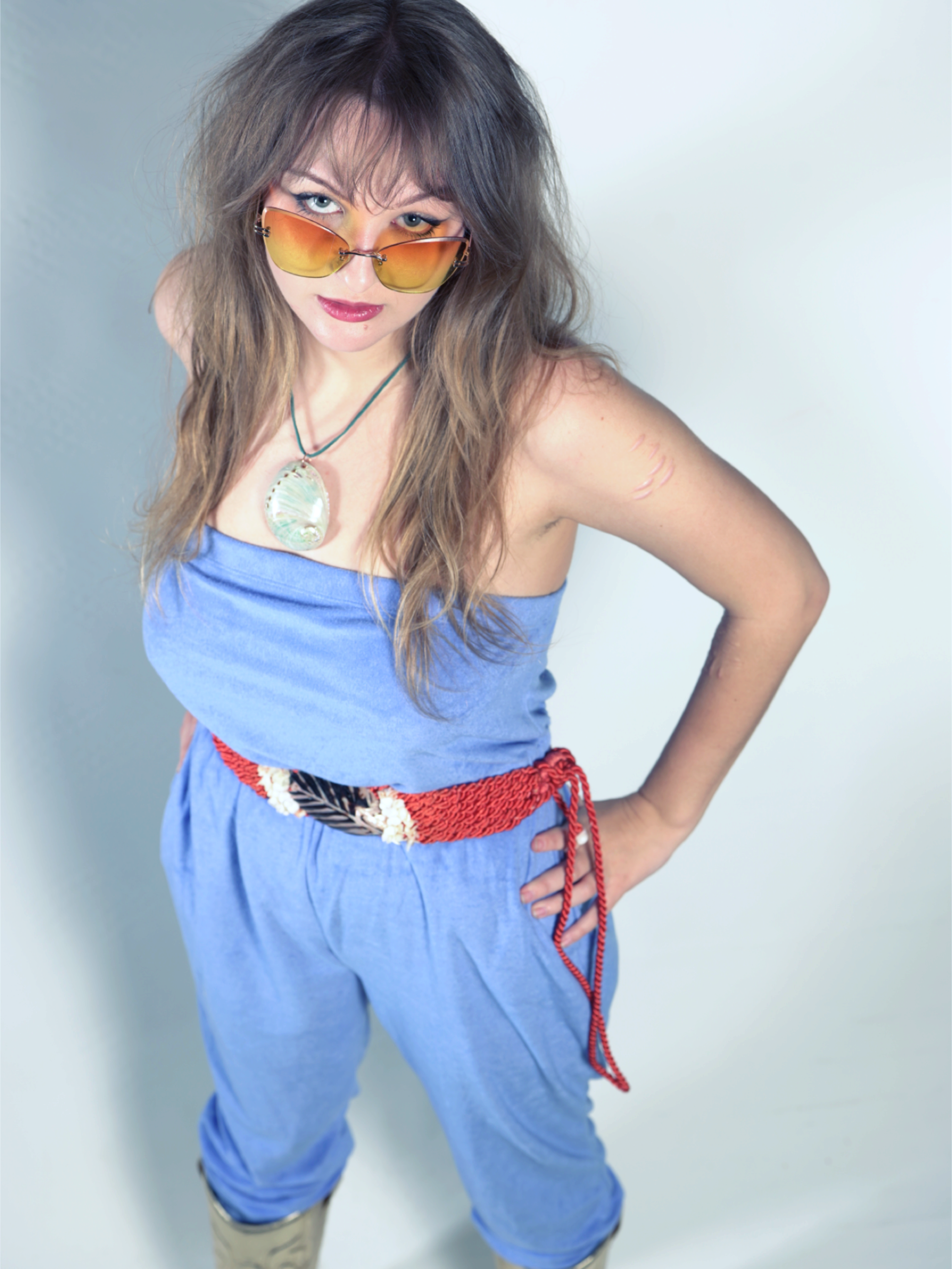 Blue Terry Cloth Jumpsuit