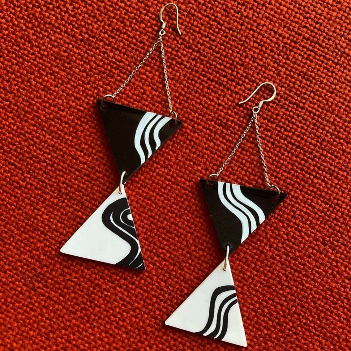 Black and White Vinyl Record Earrings