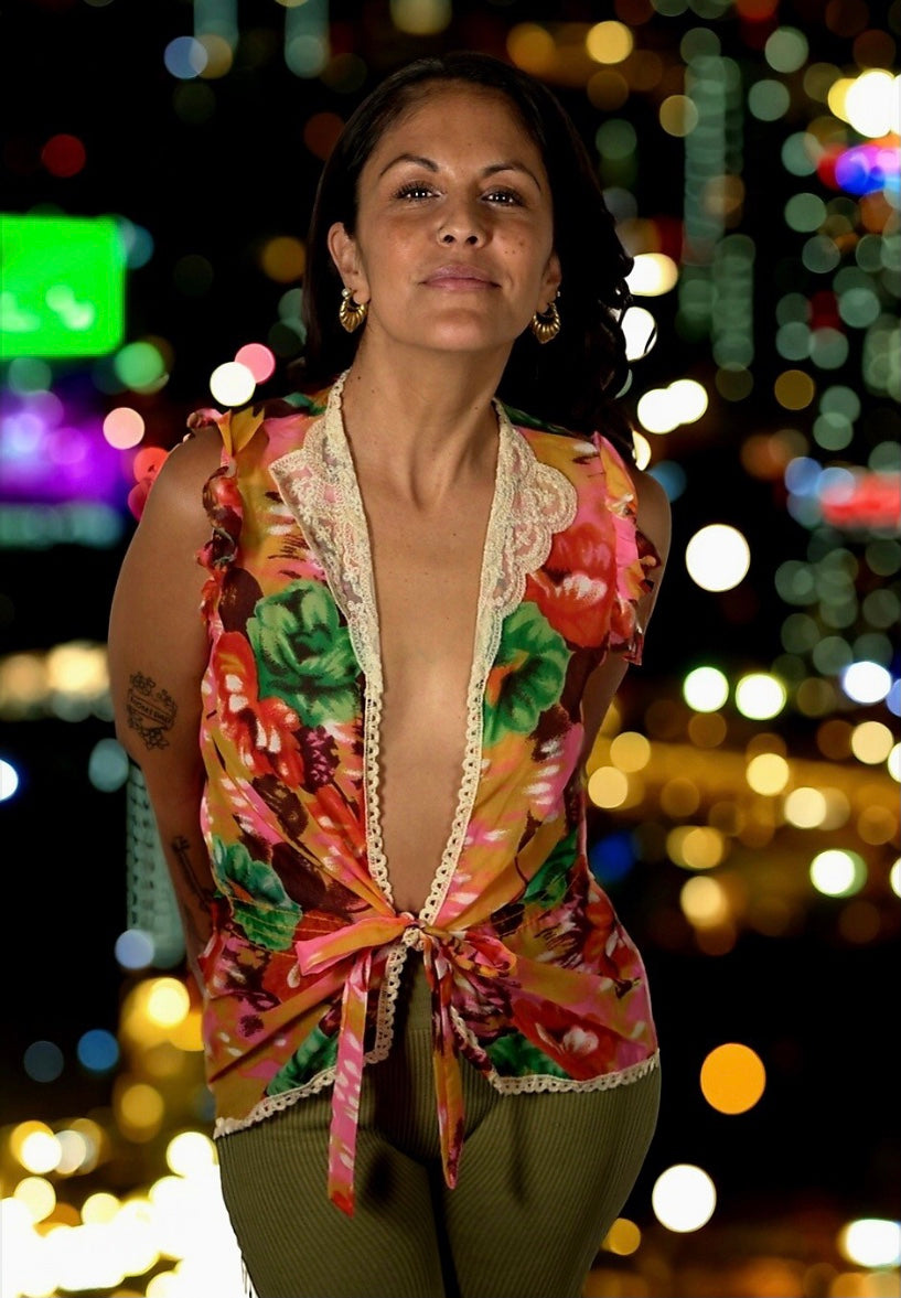 Vintage Sheer Wrap Blouse