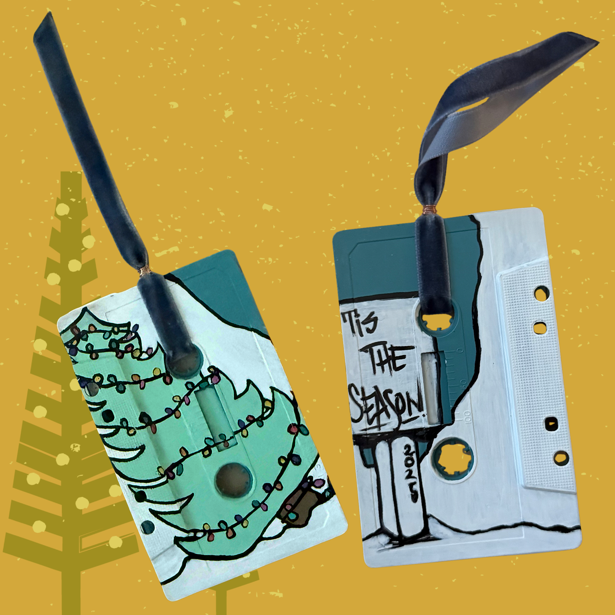 Hand Painted Cassette Tape Ornaments