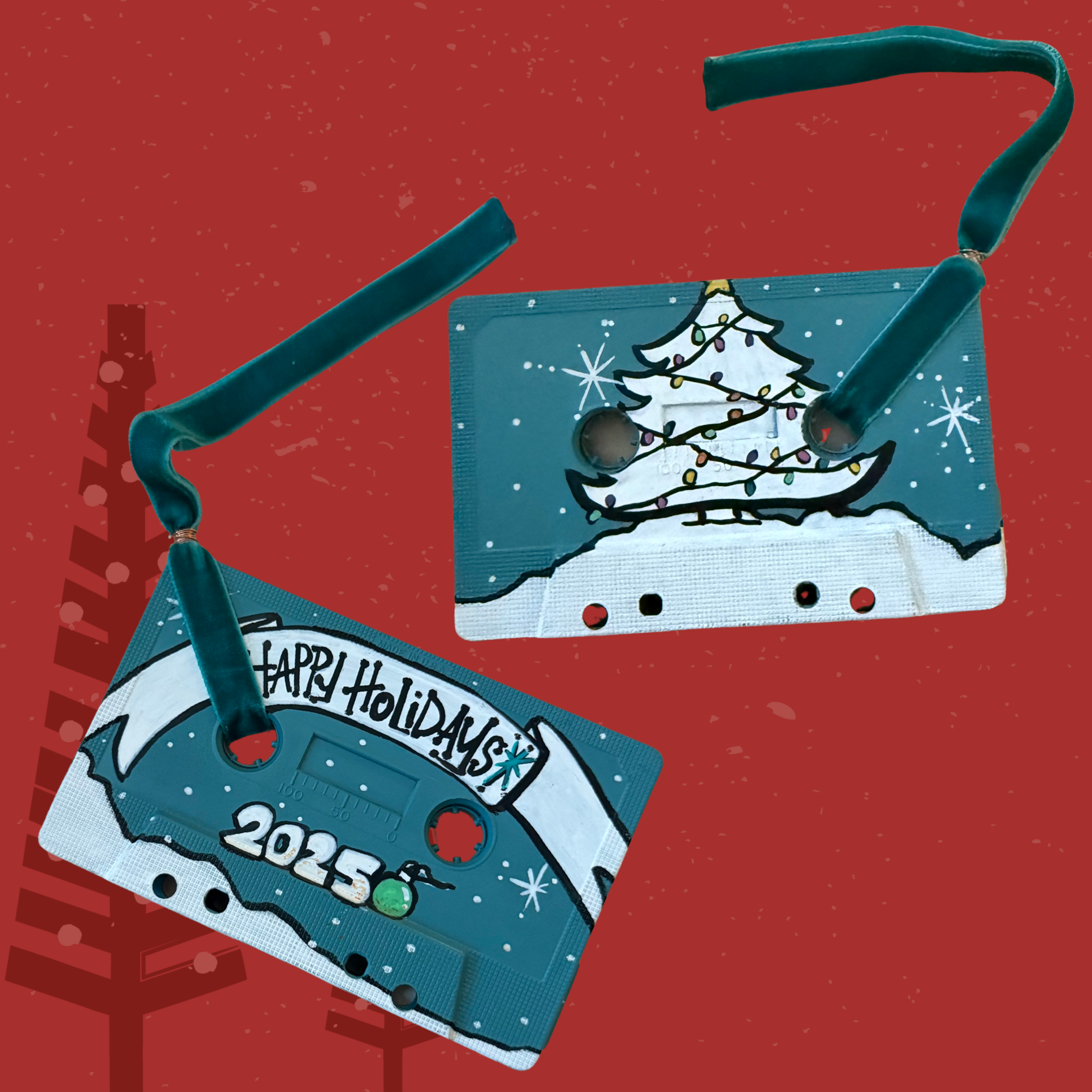 Hand Painted Cassette Tape Ornaments