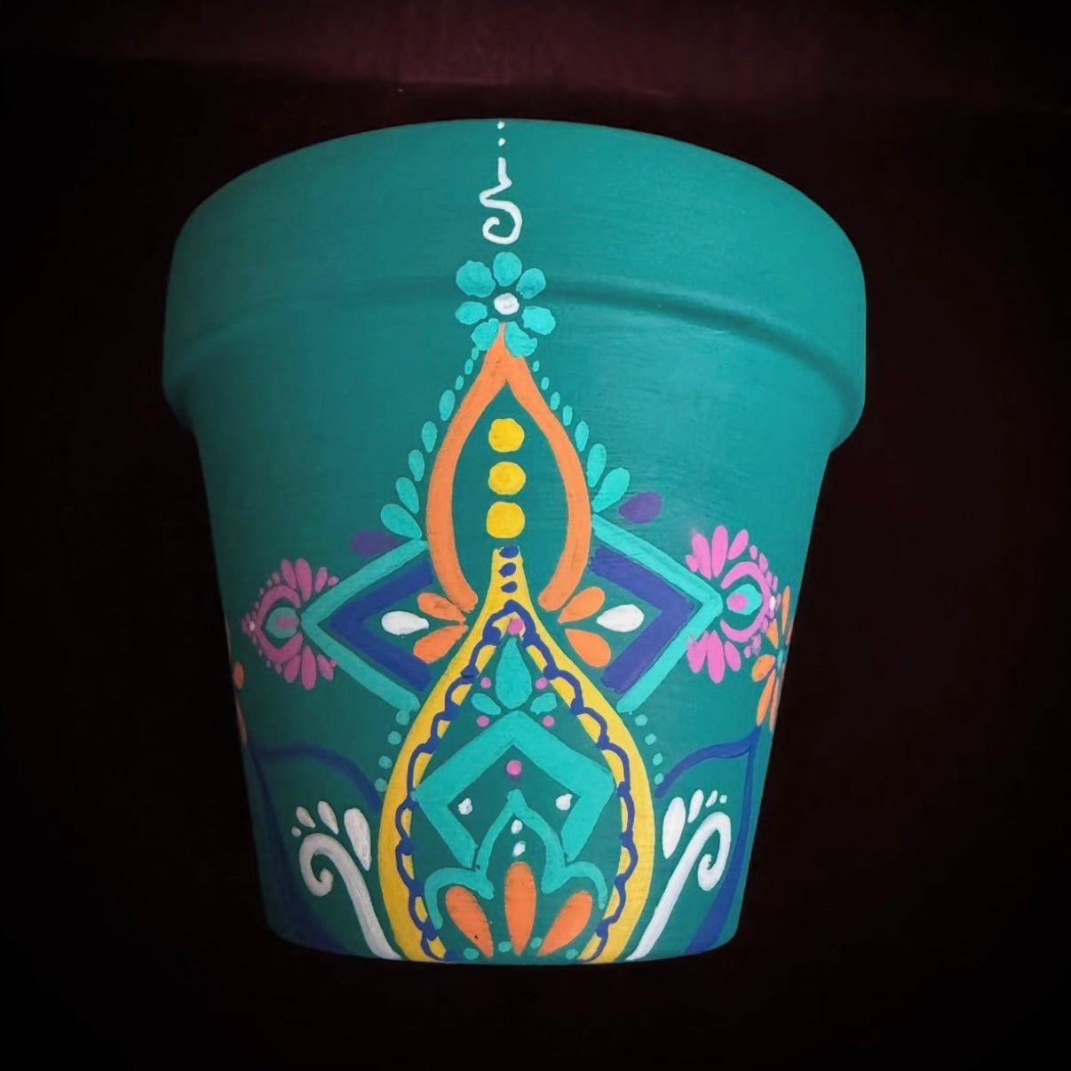 Aquamarine Hand Painted Clay Pot