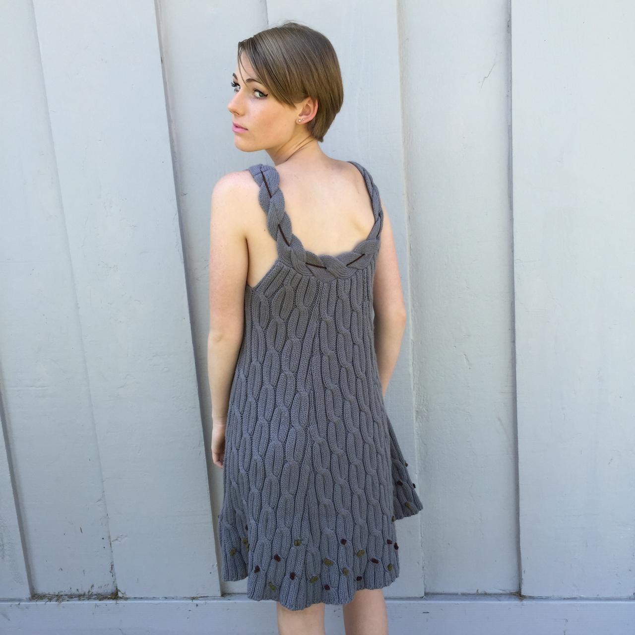 Vintage 1970s Grey Sweater Knit Dress