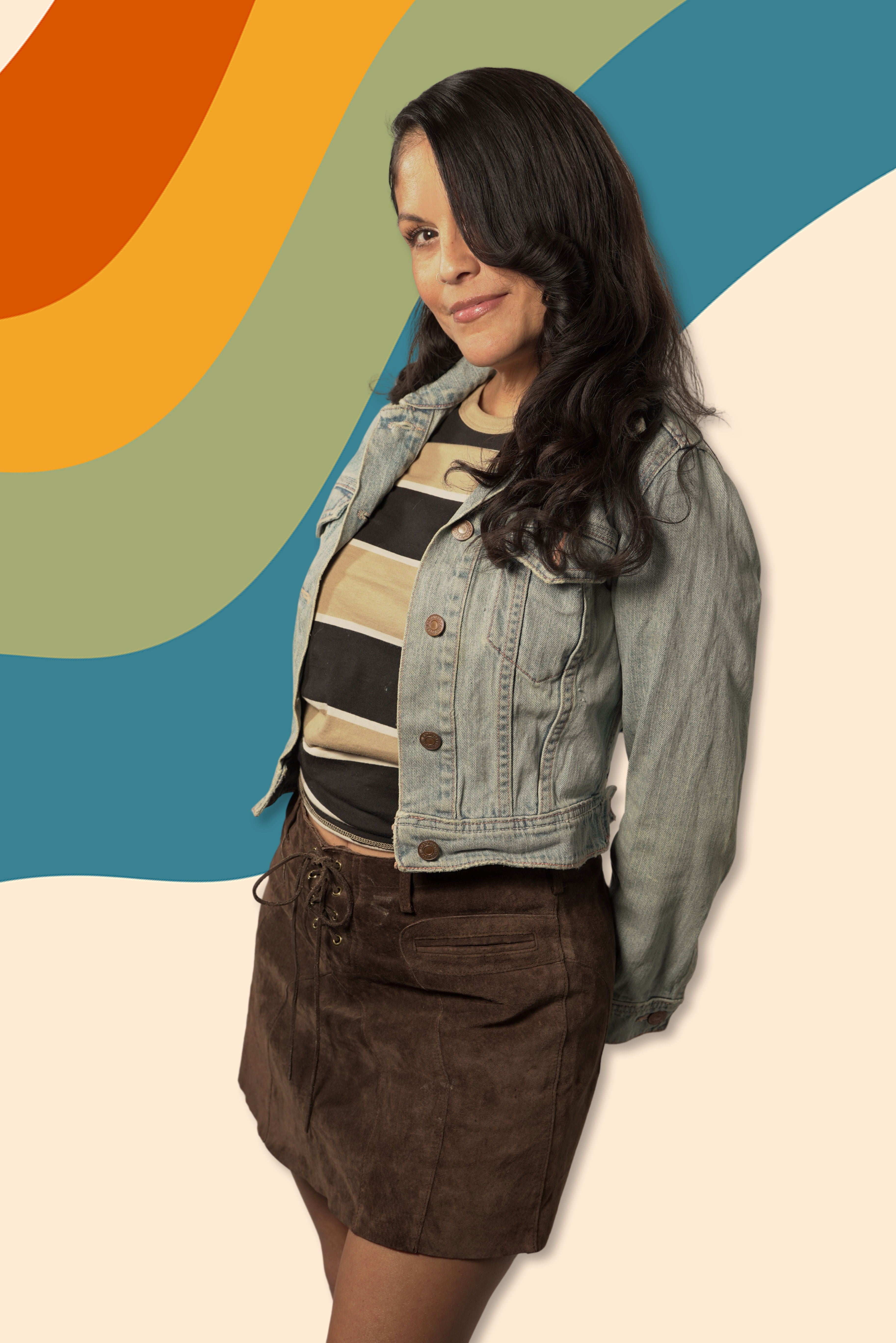 Brown A-Line Leather Mini Skirt