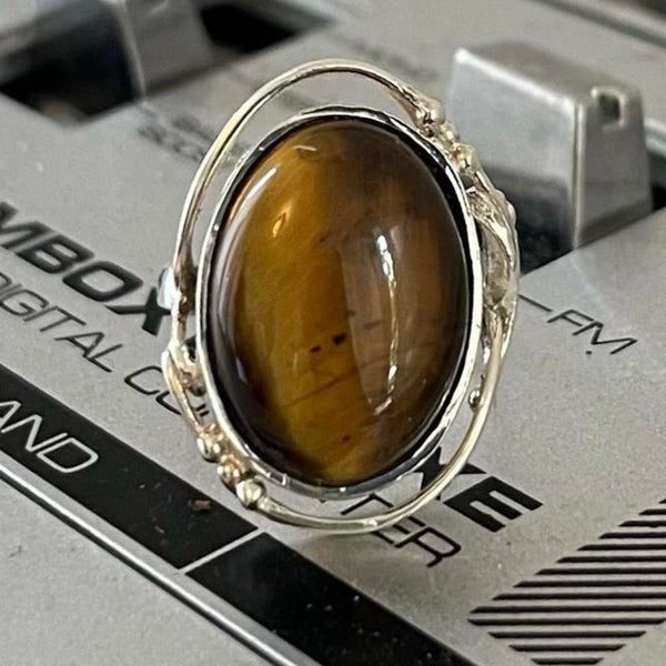 Vintage Tigers Eye Art Nouveau Style Ring