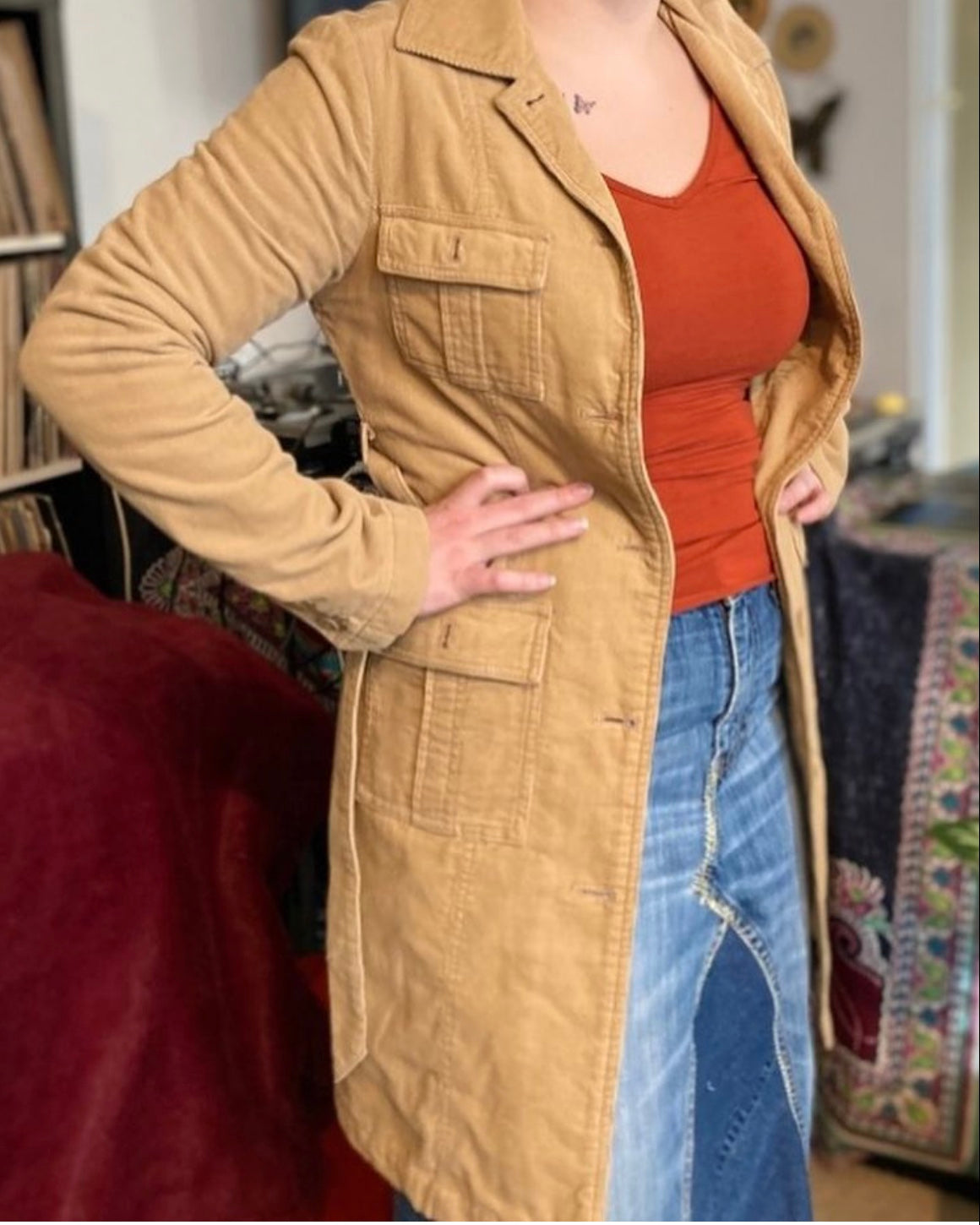 1970’s Style Tan Western Cut Corduroy Jacket