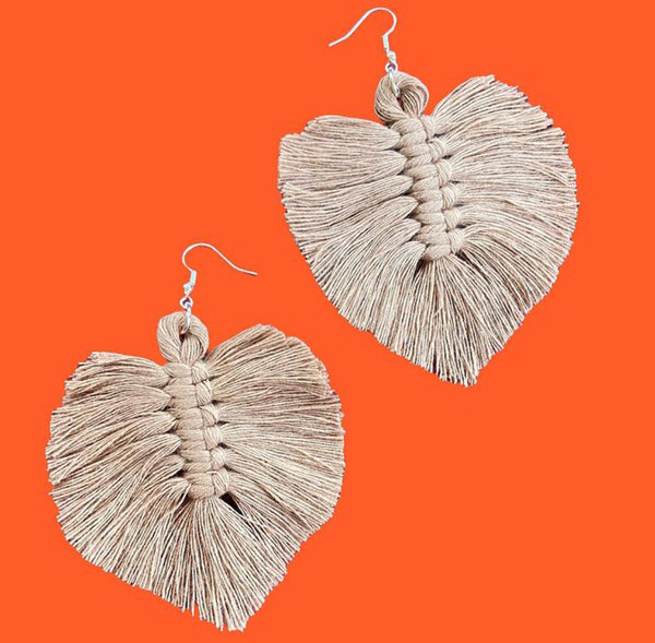 Macrame Leaf Earrings